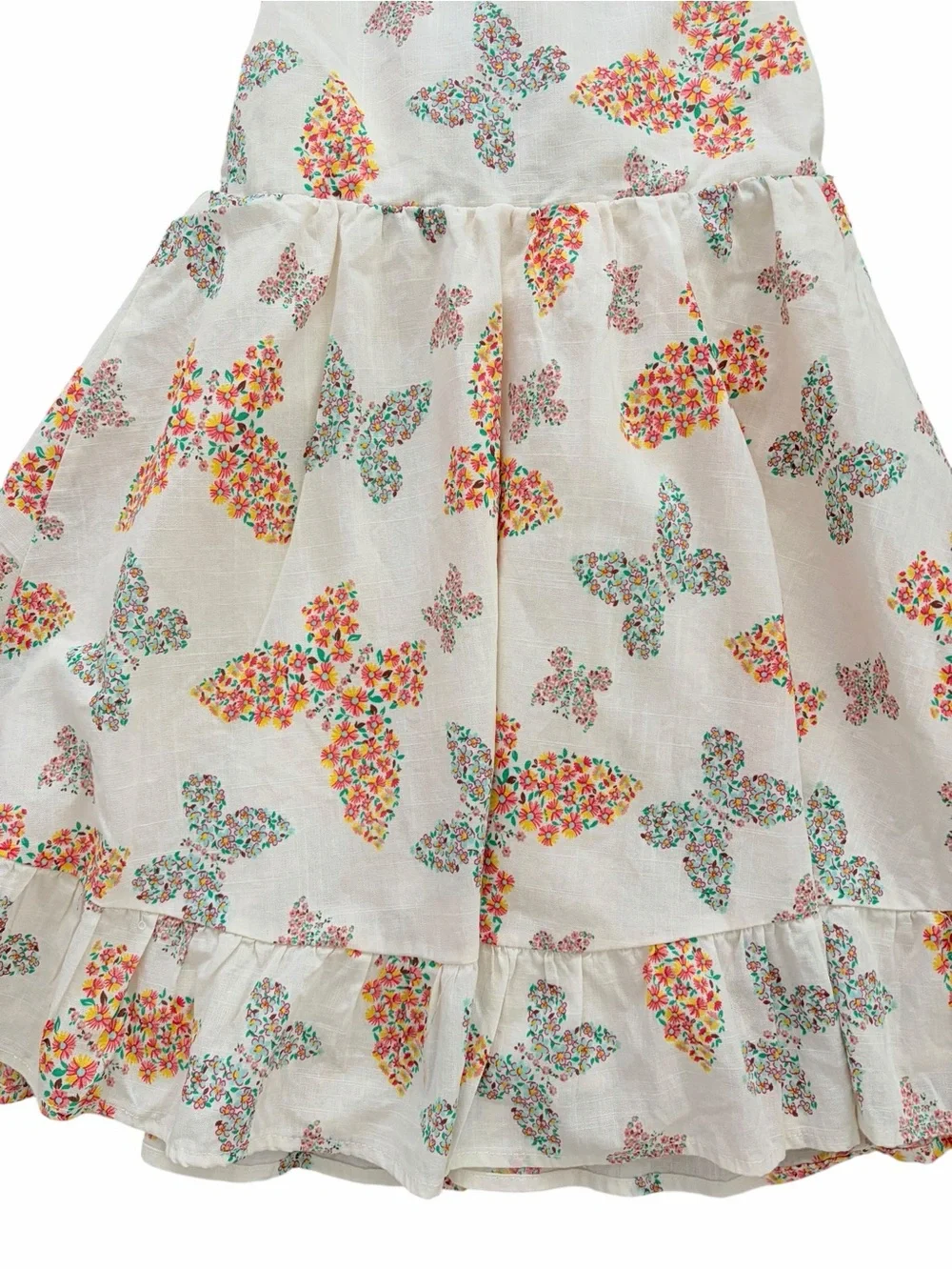 Haute Hippie White Butterfly Floral Ruffle Dress